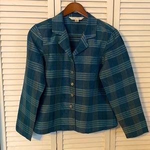 Casual Corner Teal 100% silk blouse jacket